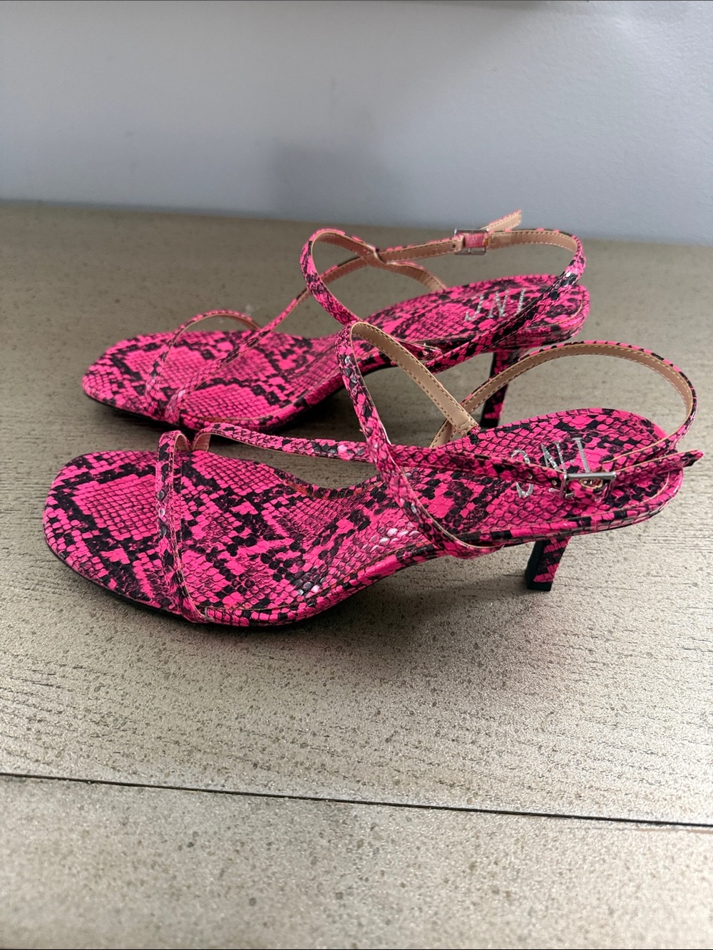 INC International Concepts Hot Pink Snake-Print Strappy Sandals - Picture 5 of 6